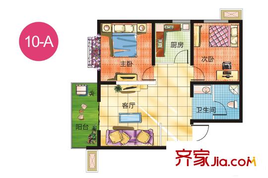 蜜糖10#-A戶型 2室1廳1衛(wèi)1廚