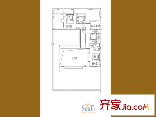 上海萬科第五園戶型圖c-n戶型地上二層 2室2衛(wèi)