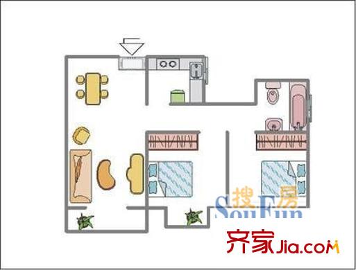 上海 虹叶花苑一期 户型图222-