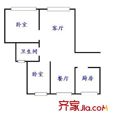 上海 橋畔小區(qū)2室戶型圖