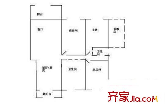 龍澤家園戶型圖戶型圖 3室2廳1衛(wèi)1廚