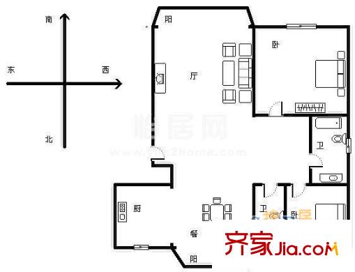 華陽苑(張楊福邸)2室2廳1衛(wèi)1廚