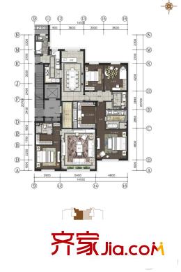 紫辰院A-2户型图(售完) 4室2厅3卫1厨