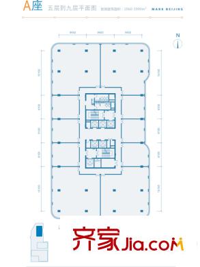北京方向A座5-9层户型 1室1厅1卫1厨