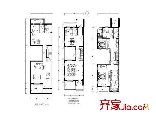 北辰红橡墅一期L1边户型 3室3厅4卫1厨