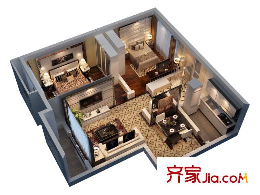 绿地中央广场・云谷一期C户型 2室2厅1卫1厨