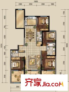 保利海德公园一期5、6#楼高层F2户型(售罄) 4室2厅3卫1厨