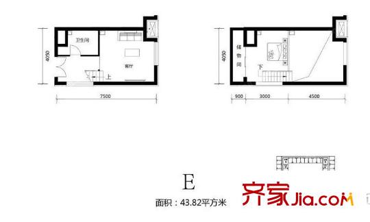 北京城建・N次方21#综合楼E户型(售罄) 1室1厅1卫1厨