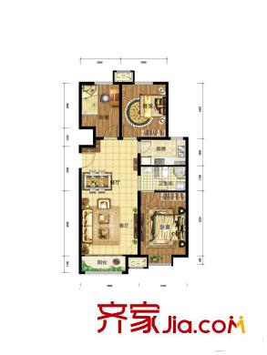 中国铁建・青秀尚城一期B户型图 3室2厅1卫1厨