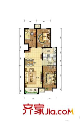 中国铁建・青秀尚城H户型 3室2厅1卫1厨