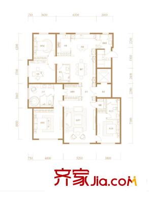 望京・金茂府3、6、7号楼E户型 4室3厅3卫2厨