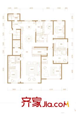 望京・金茂府1、2、3、8#楼B户型 5室2厅4卫2厨