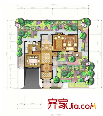 北京半岛B户型一层户型图(售完) 3室2厅3卫1厨