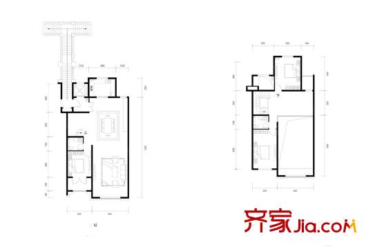 金科王府澜庭上叠中户型 3室2厅2卫1厨
