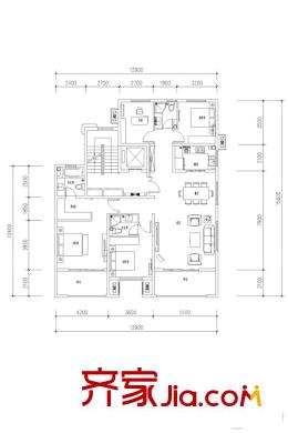 金科王府澜庭C户型 4室2厅2卫1厨