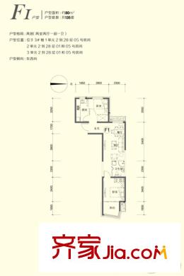 恒大・名都F1户型图 2室2厅1卫1厨
