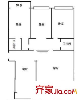 陽(yáng)安里戶(hù)型圖 戶(hù)型圖 3室1廳1衛(wèi)1廚