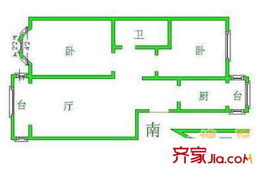 陽安里戶型圖戶型圖 2室1廳1衛(wèi)1廚
