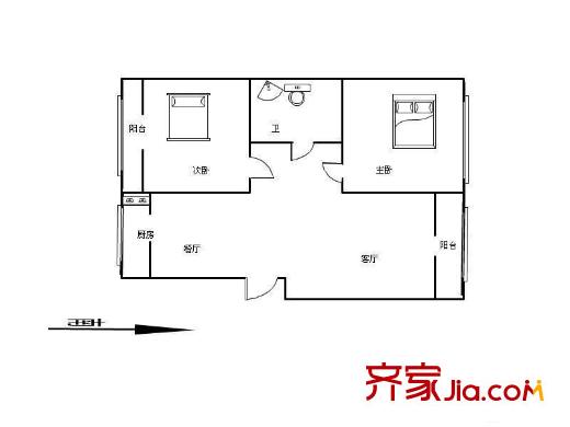 萬達新城普旺里戶型圖戶型圖 2室2廳1衛(wèi)1廚