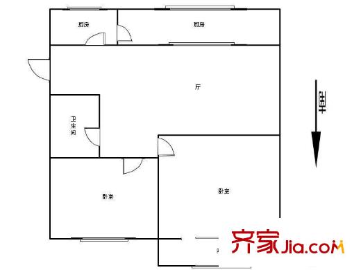 萬達新城普旺里戶型圖戶型圖 2室2廳1衛(wèi)1廚