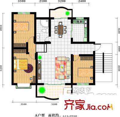 萬(wàn)達(dá)新城普旺里戶型圖戶型圖 3室