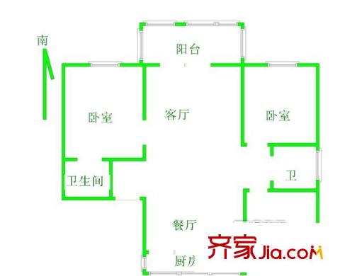 曉園新平方米戶型圖戶型圖 3室1廳1衛(wèi)1廚