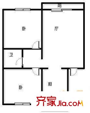 鑫泰家園戶型圖戶型圖 2室1廳1衛(wèi)1廚