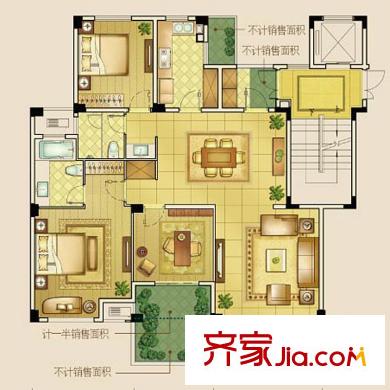 金地東城御院原創(chuàng)別墅G戶型 3室2廳2衛(wèi)