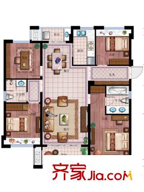 交通紫園A1戶型 4室2廳2衛(wèi)1廚