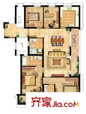 前程藏瓏E戶型 4室2廳3衛(wèi)1廚