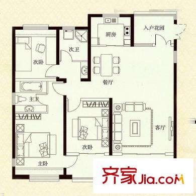 杭州灣世紀城香頌園E戶型1#2#3#8#9#13#15#03戶型 3室2廳2衛(wèi)1廚
