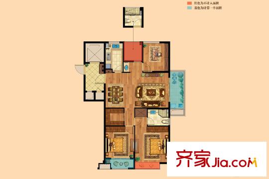寧興御府D戶型 3室2廳2衛(wèi)1廚