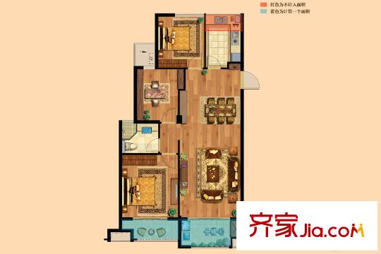 寧興御府B戶型 3室2廳1衛(wèi)1廚