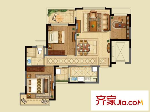 恒大山水城A6戶型 3室2廳1衛(wèi)