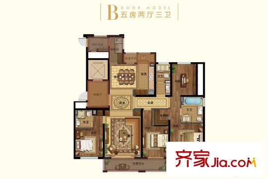 寧波銀泰城B戶型 5室2廳3衛(wèi)1廚
