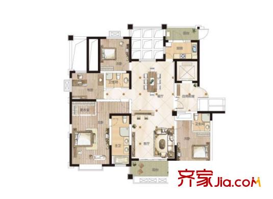 昆玉府E戶型4室2廳3衛(wèi)1廚2