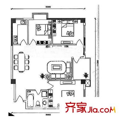 荷池新村戶型圖三室戶型圖 