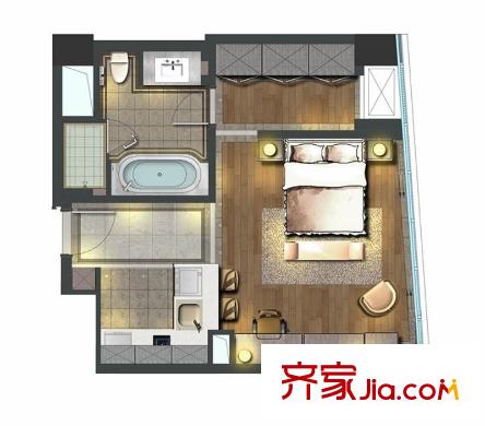 匯豪國際 1室1廳1衛(wèi)1廚 戶型圖