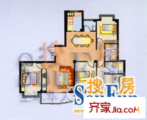 三北名都 3室2廳2衛(wèi)1廚 戶型圖