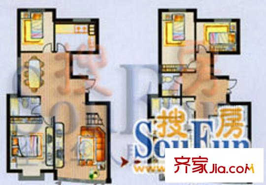 三北名都 3室2廳2衛(wèi)1廚 戶型圖