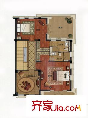 綠城慈溪玫瑰園 2室1廳2衛(wèi)1廚 戶型圖