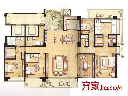 恒元悅府戶型圖C戶型 5室2廳5衛(wèi)1廚