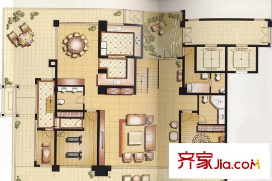 恒元悅府戶型圖D510平方米躍戶型 6室3廳6衛(wèi)1廚