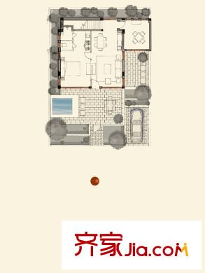 世外?梧桐溫泉度假村D3戶型 一層 4室2廳2衛(wèi)