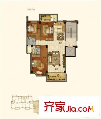 冠坤?臻品5#C3戶型 3室2廳2衛(wèi)1廚