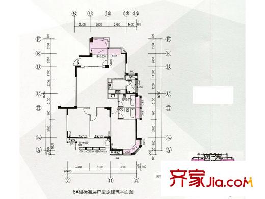 永嘉天地6#樓標(biāo)準(zhǔn)層戶型圖 
