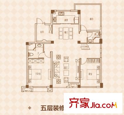 泰禾金尊府?首璽城央別墅D戶型五層179平方米 5室3廳4衛(wèi)1廚