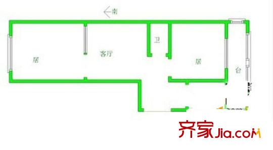 樂園小區(qū) 2室 戶型圖
