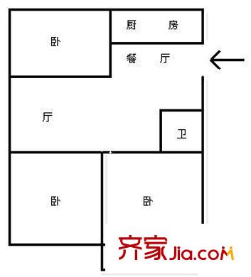 樂園小區(qū) 3室 戶型圖