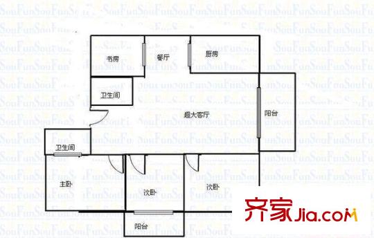 鴻瑞苑 3室 戶型圖